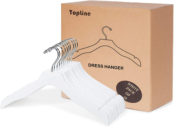 Classic Wood Bridal Dress Hangers - Pack of 10