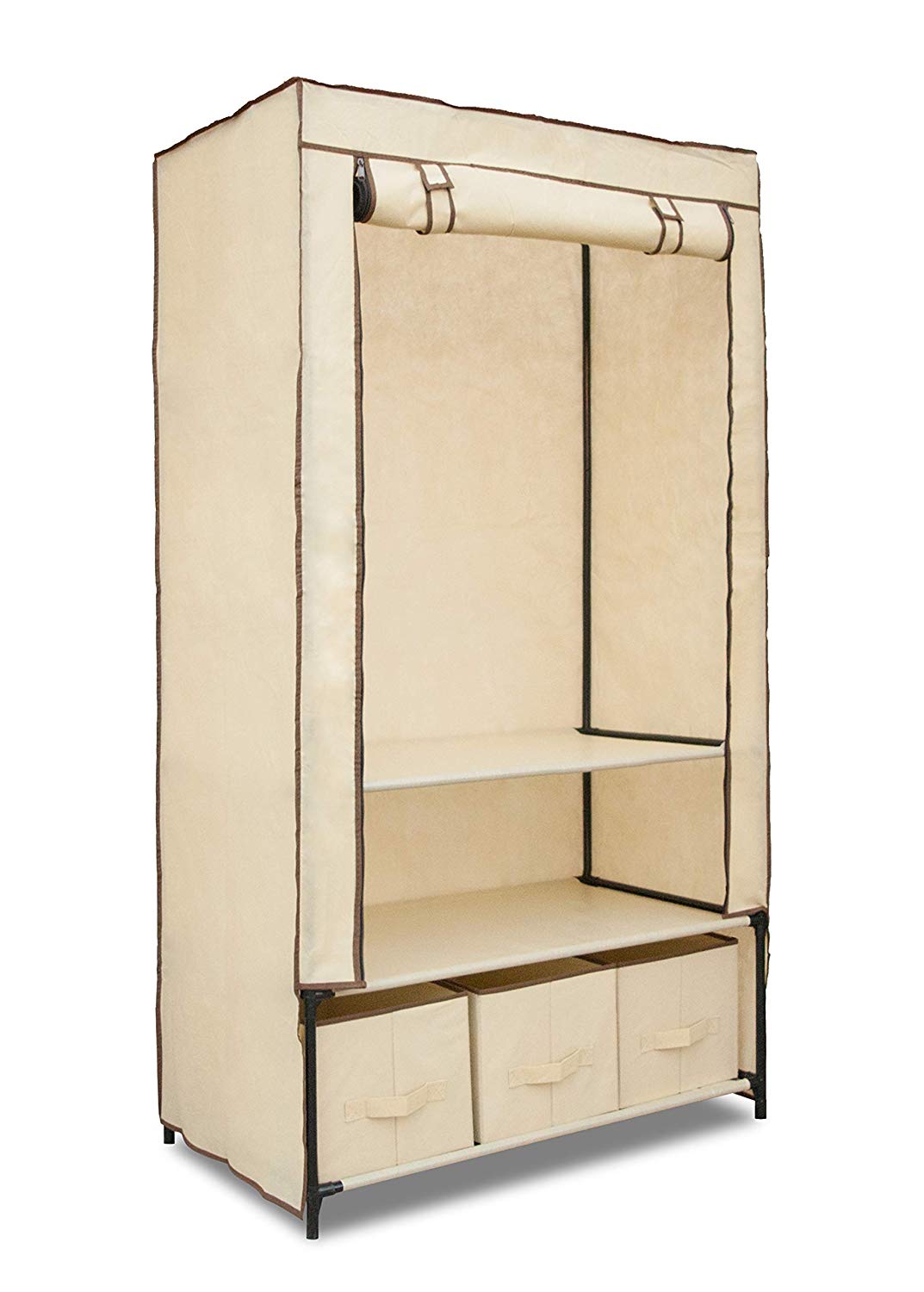 Freestanding Garment Organizer with Hanging Rack and Shelves