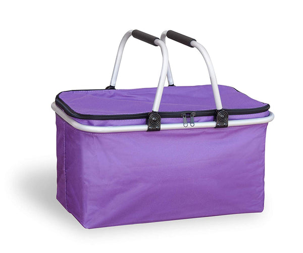 Insulated Fold-able Collapsible Picnic Basket with Carrying Handles