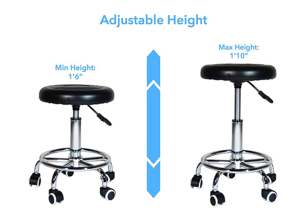 360-Degree Rolling Swivel Adjustable Stool Chair with Foot Rest