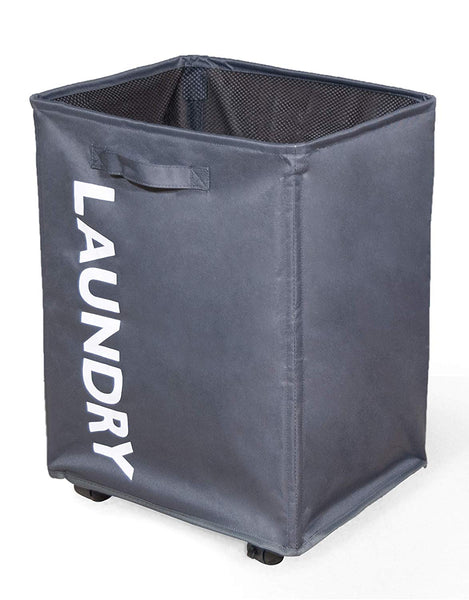 Laundry Hamper with Lockable Wheels, and Mesh Drawstring Closure